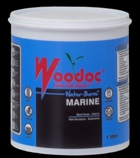Picture of Woodoc Water-Borne Marine Clear Matt 1 litre  (BLUE)