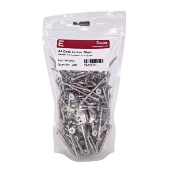 Picture of Endura Marine grade Stainless 316/A4 Deck screws for Pine and Hardwood