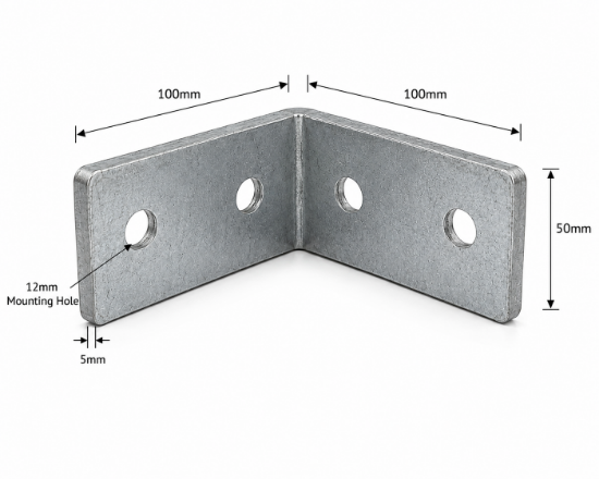Picture of Bracket Galvanised 5mm  100x100x50mm