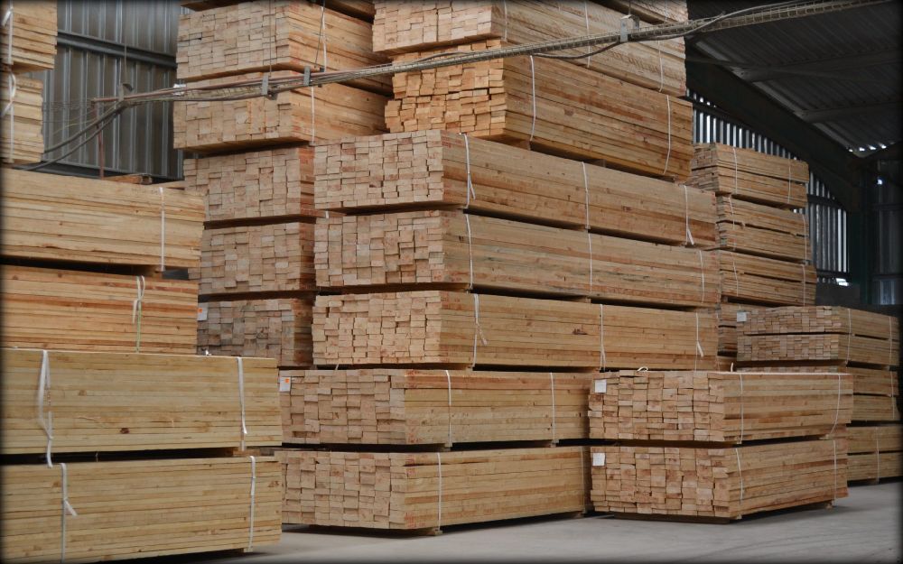 Timber in warehouse